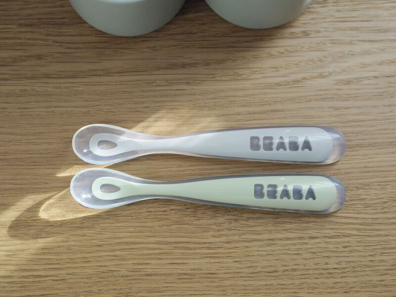 Silicone Spoon 1st Age 2pcs Set - Sage Green