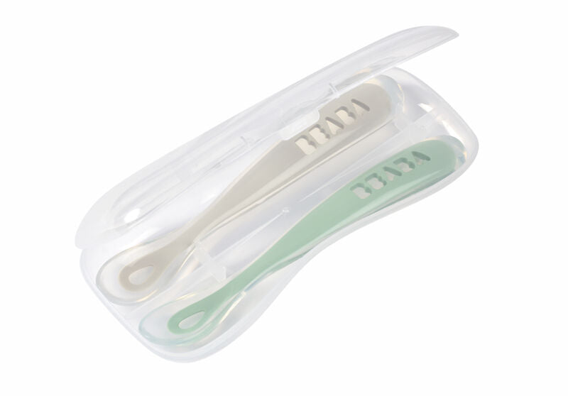 Silicone Spoon 1st Age 2pcs Set - Sage Green