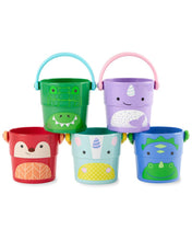Load image into Gallery viewer, Zoo Stack &amp; Pour Buckets Baby Bath Toy
