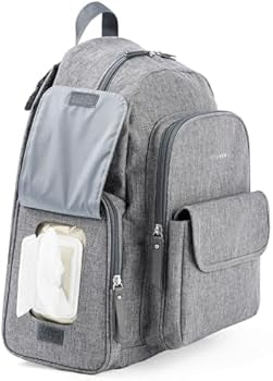 Luna Backpack Diaper Bag - Heather Grey