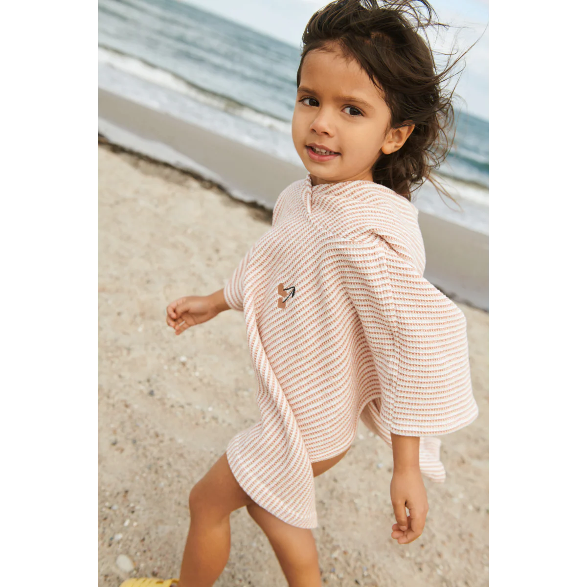 Paco Embroidery Poncho stripe - Tuscany rose / Creme de la creme