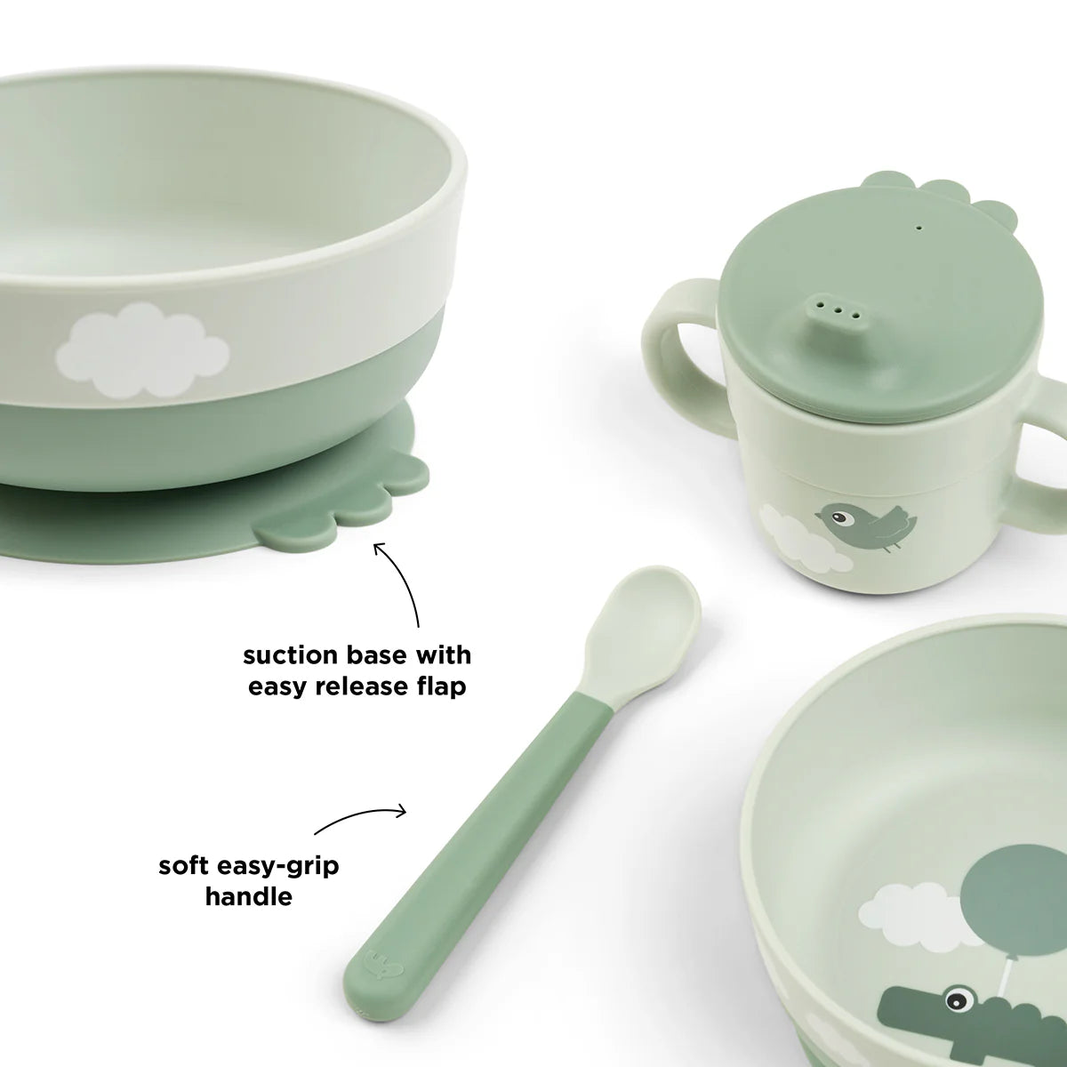 Foodie First Meal Set - 3 Pcs - Happy Clouds - Green