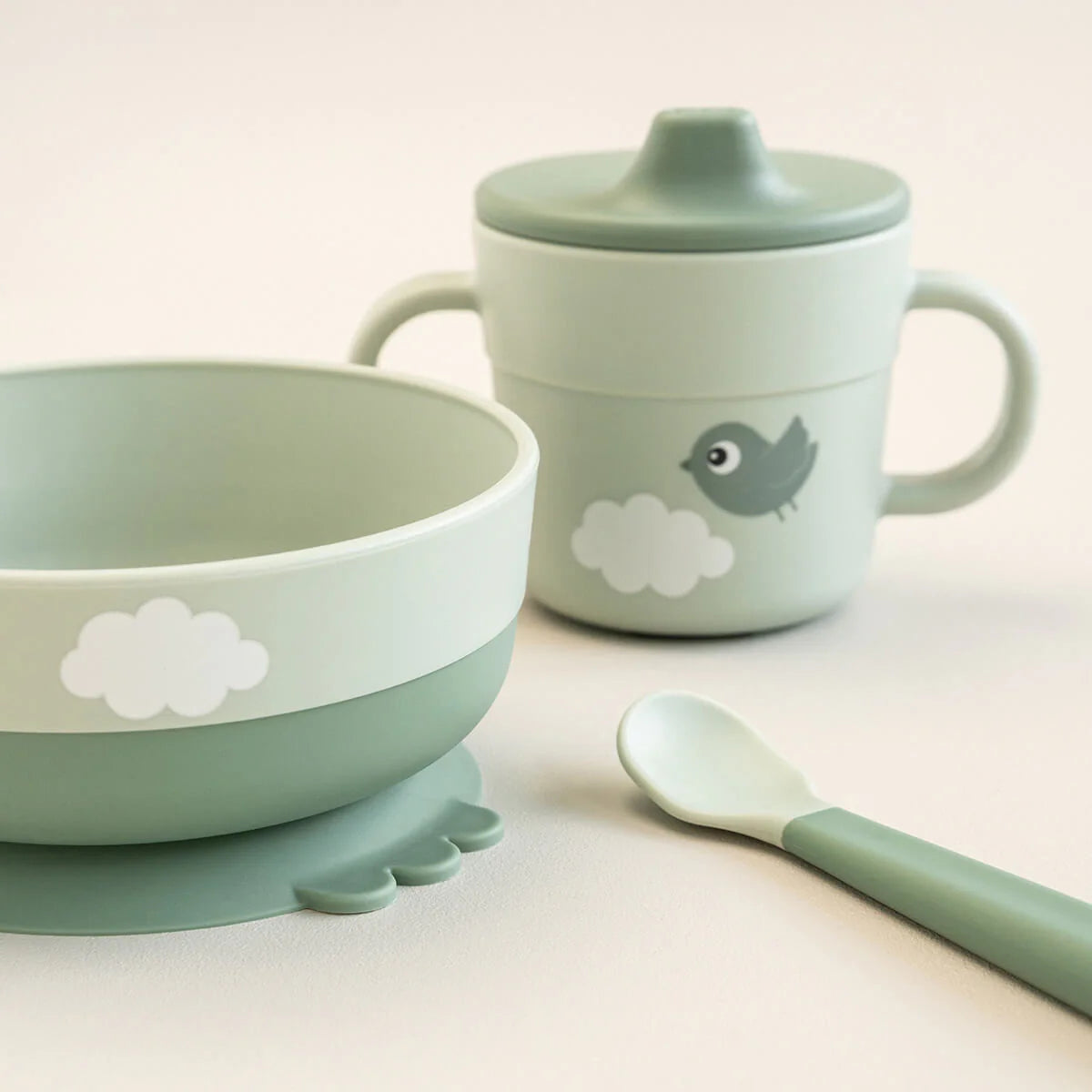 Foodie First Meal Set - 3 Pcs - Happy Clouds - Green