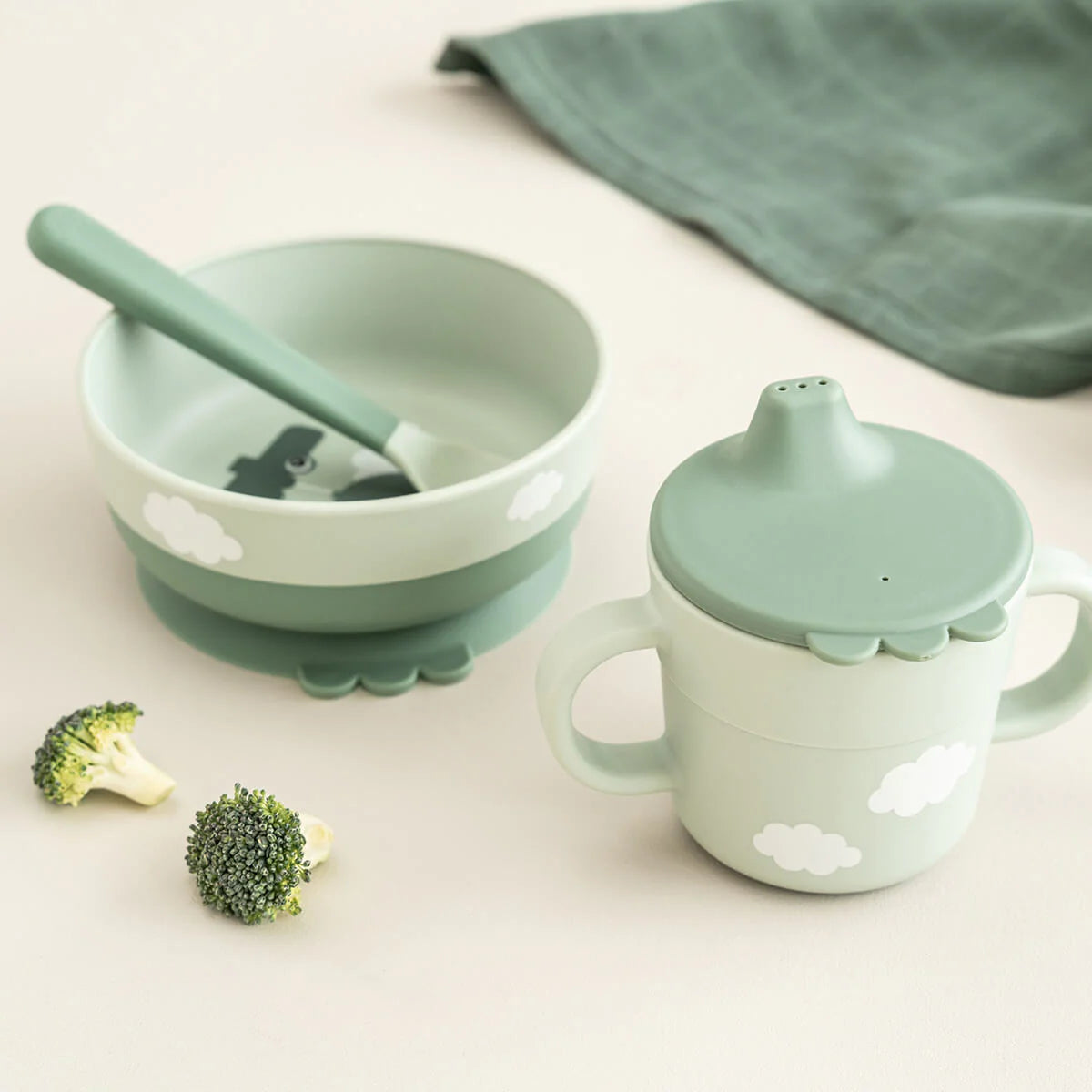 Foodie First Meal Set - 3 Pcs - Happy Clouds - Green
