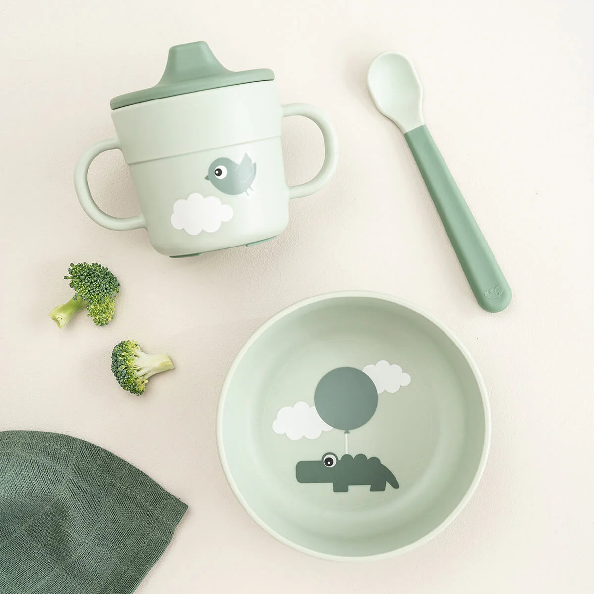 Foodie First Meal Set - 3 Pcs - Happy Clouds - Green