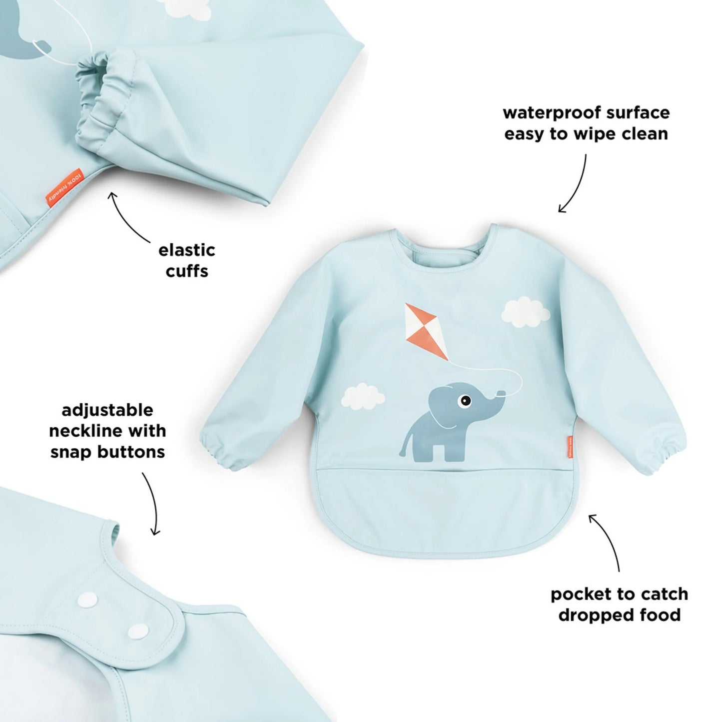 Sleeved Pocket Bib Playground - Blue