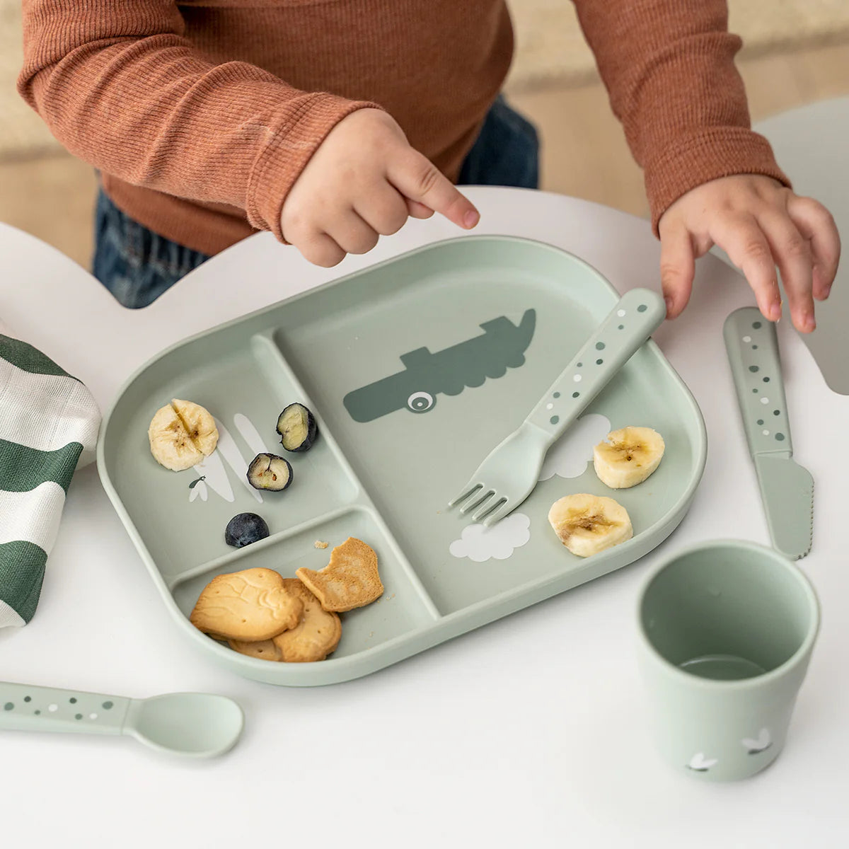 Foodie compartment plate - Croco - Green