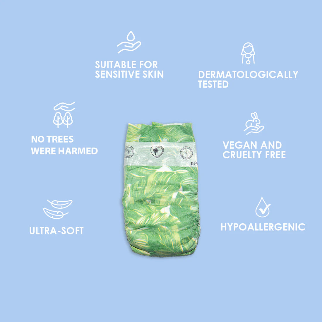 Organic Diapers Size 2 - 3-6kg - 64 Diapers - Tropical Print