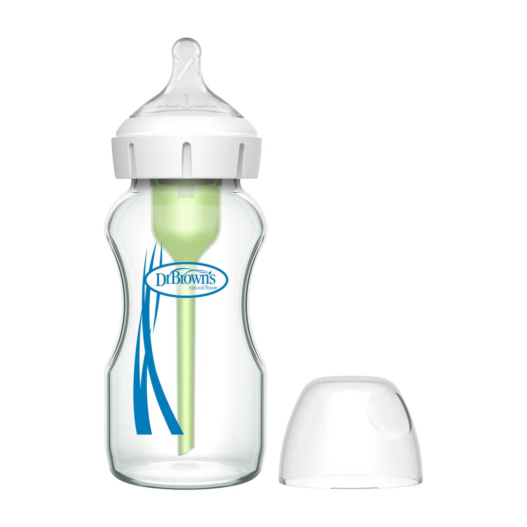 GLASS Wide-Neck Options+ Bottle | 150ml | Level 1 Nipple | Double Pack