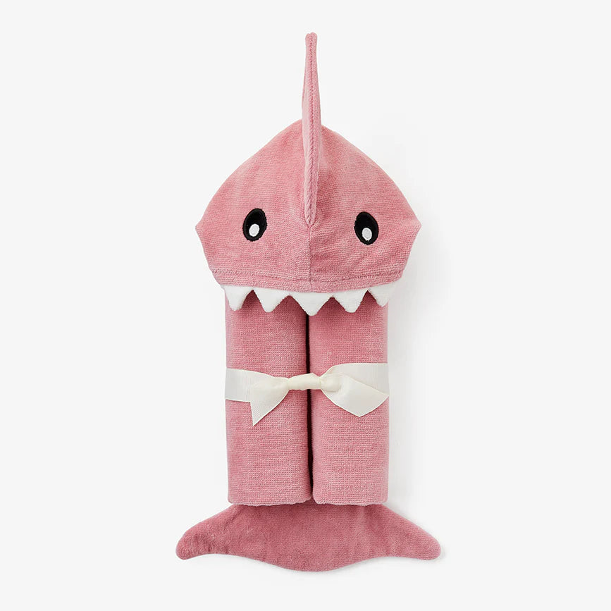 Mauve Baby Shark Hooded Bath Wrap