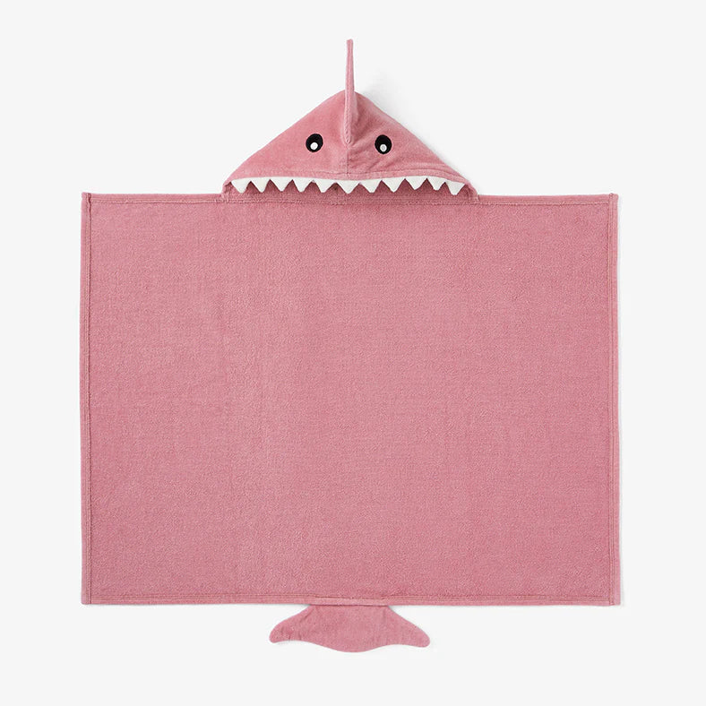 Mauve Baby Shark Hooded Bath Wrap