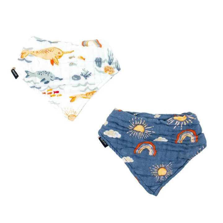 Narwhal + Hello Sunshine Bandana Bib Set
