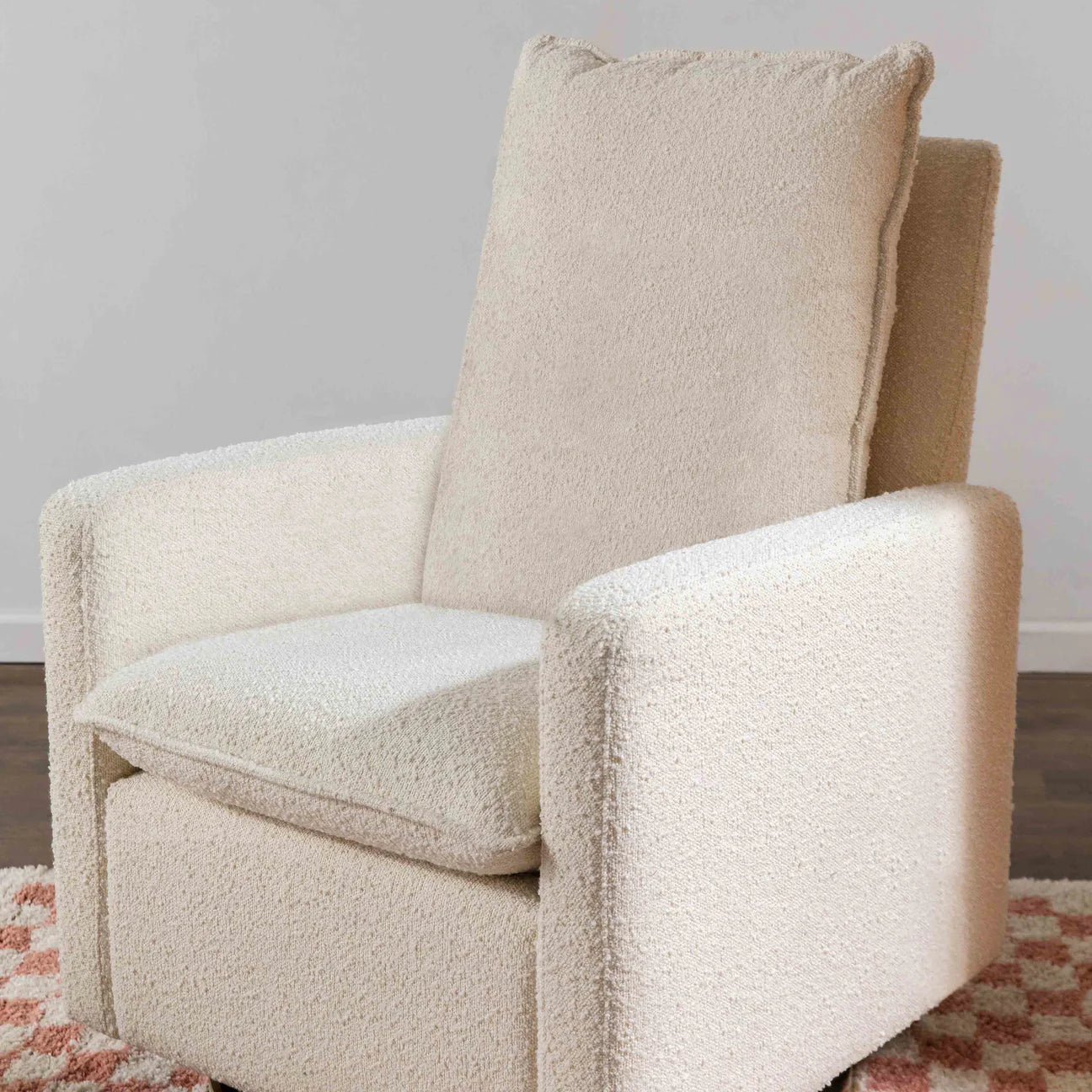 Pre-Order Cali Pillowback Swivel Glider in Boucle