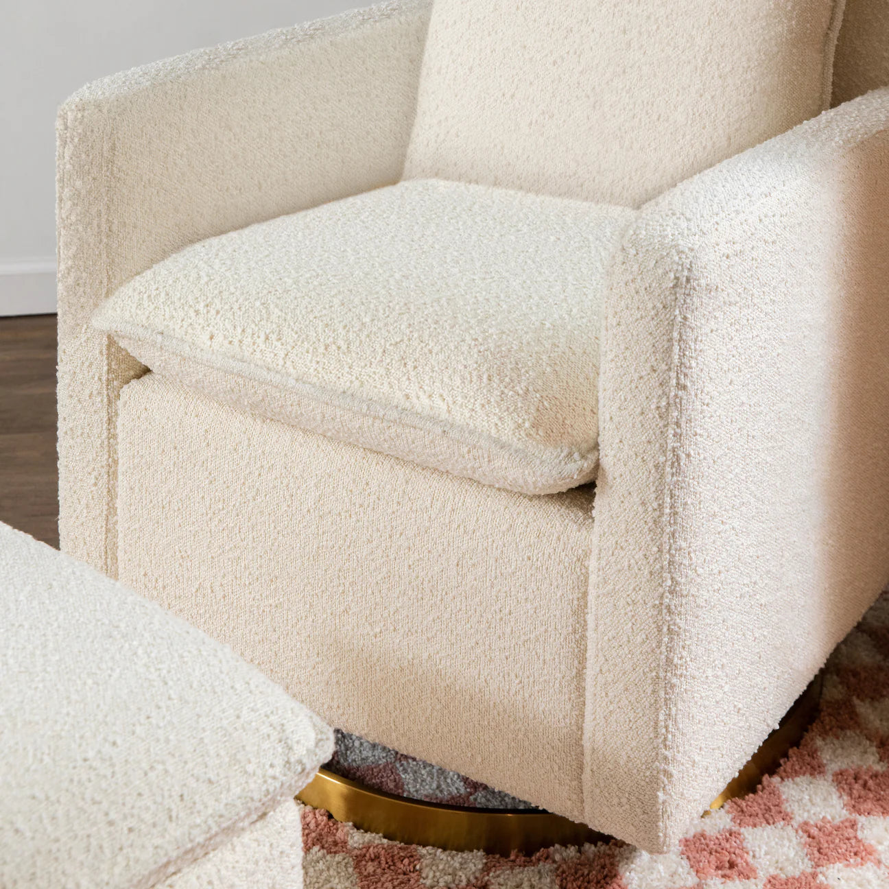 Pre-Order Cali Pillowback Swivel Glider in Boucle