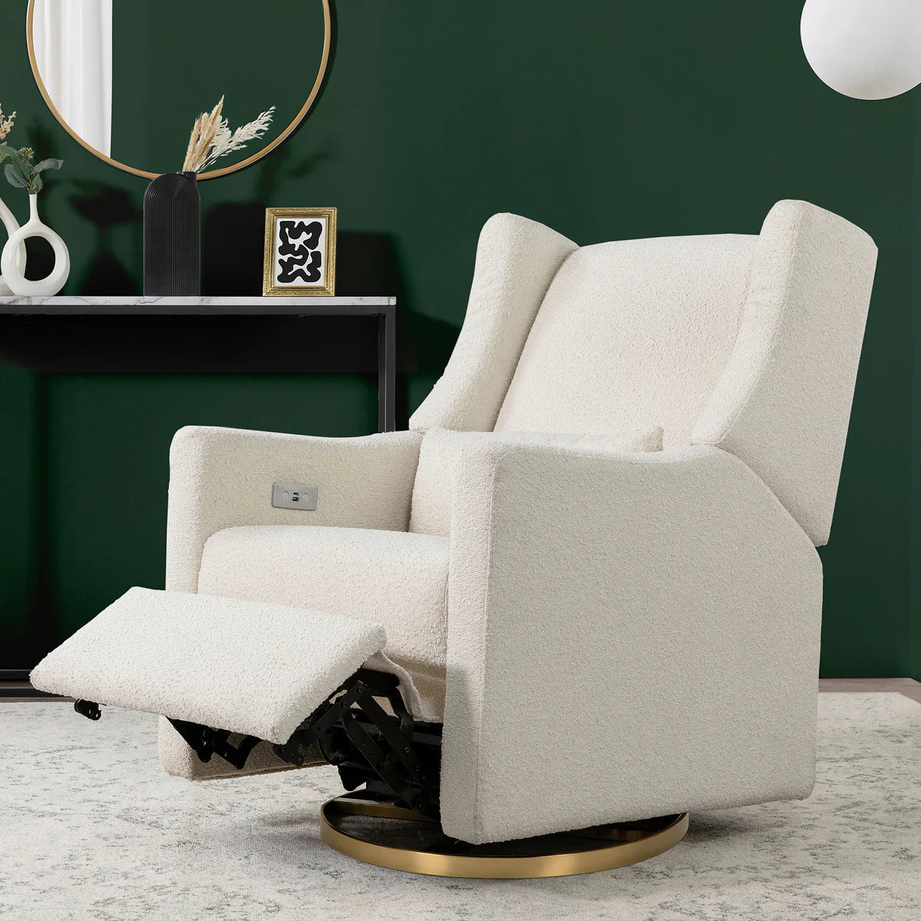 Pre-Order Kiwi Electronic Recliner and Swivel Glider in Boucle with USB port