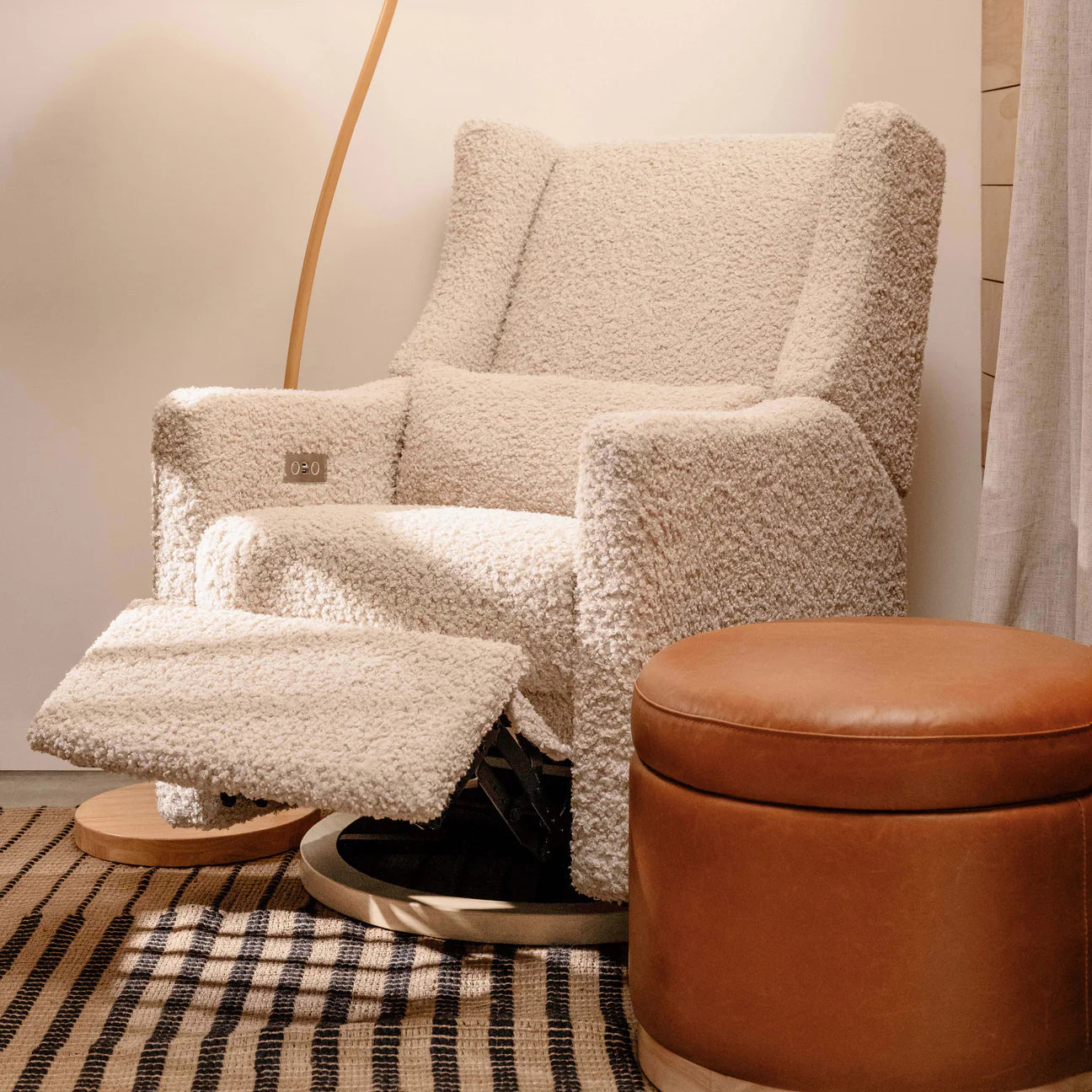 Pre-Order Kiwi Electronic Recliner and Swivel Glider in Teddy Loop with USB port - Teddy Loop