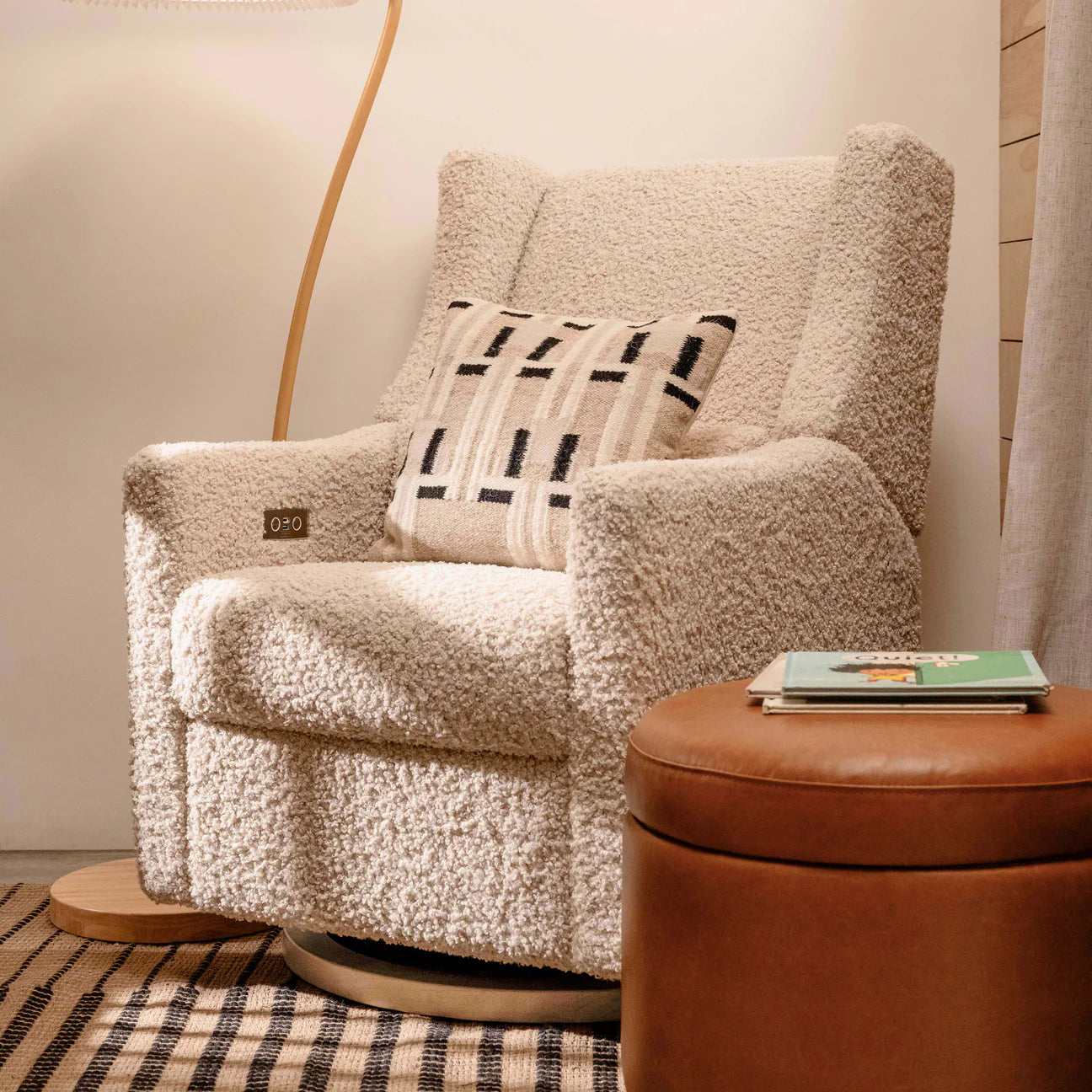 Pre-Order Kiwi Electronic Recliner and Swivel Glider in Teddy Loop with USB port - Teddy Loop