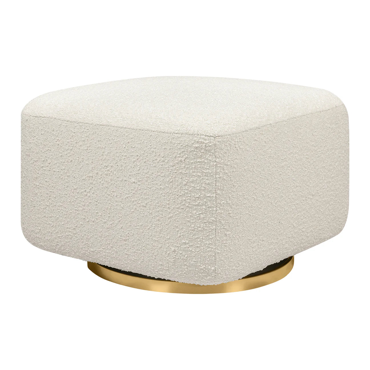 Pre-Order Kiwi Gliding Ottoman in Ivory Boucle & golden base