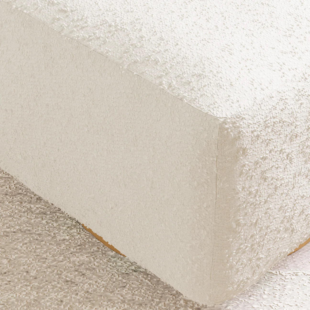 Pre-Order Kiwi Gliding Ottoman in Ivory Boucle & golden base