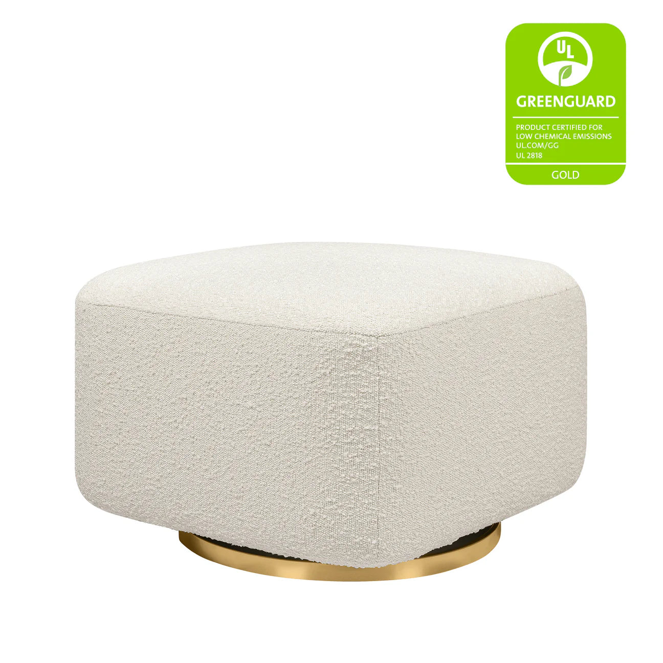 Pre-Order Kiwi Gliding Ottoman in Ivory Boucle & golden base