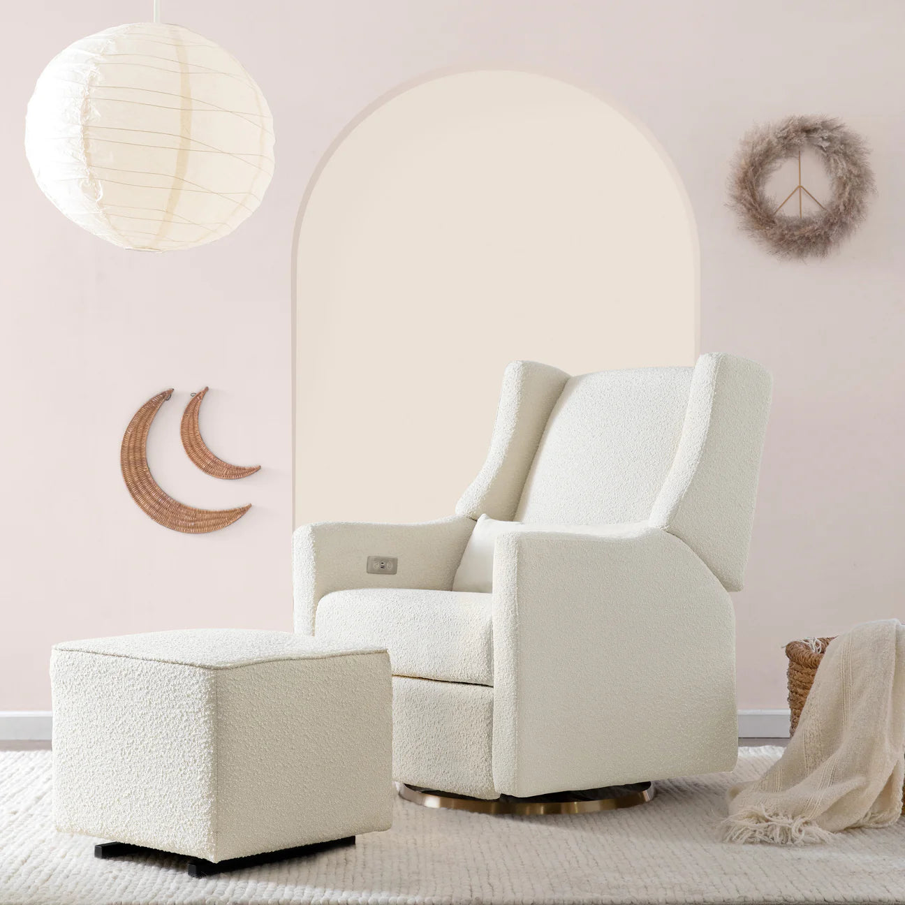 Pre-Order Kiwi Gliding Ottoman in Ivory Boucle