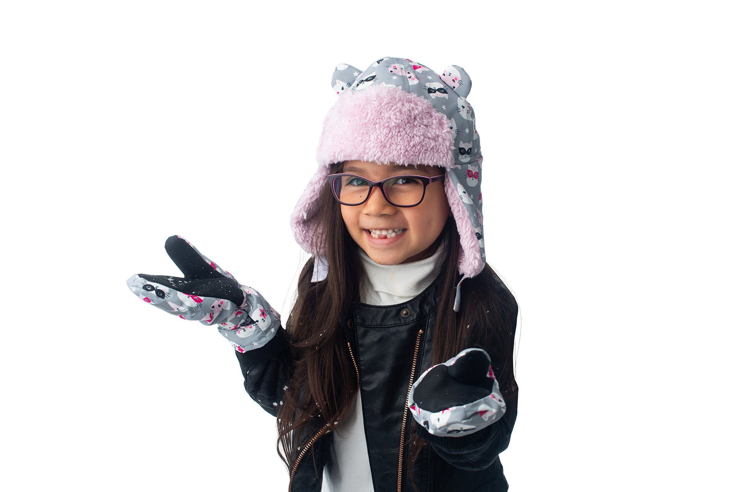 Kids Water Repellent Ski Mittens - Cat (6m-2y)