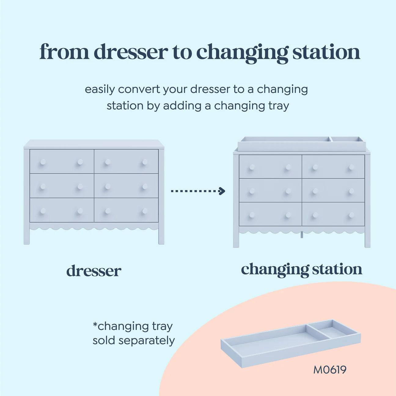 Sammy Scallop 6-Drawer Dresser Exclusive - Powder Blue