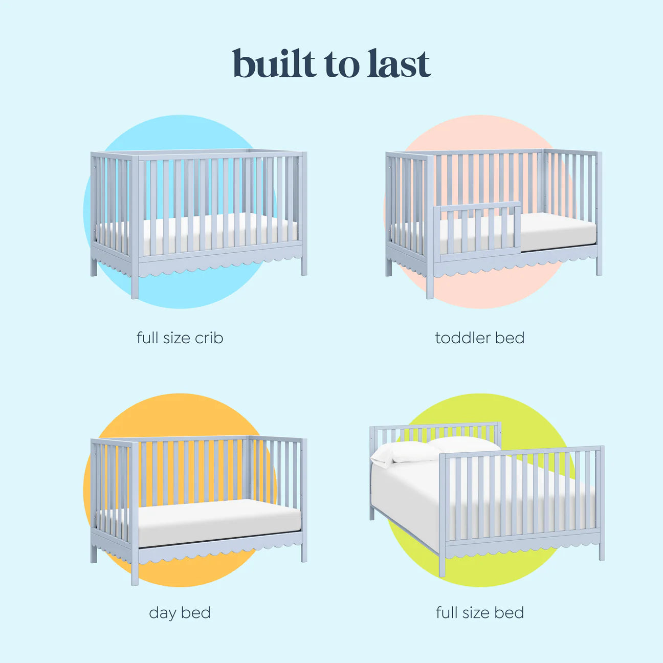 Sammy Scallop 4-in-1 Convertible Crib - Powder Blue