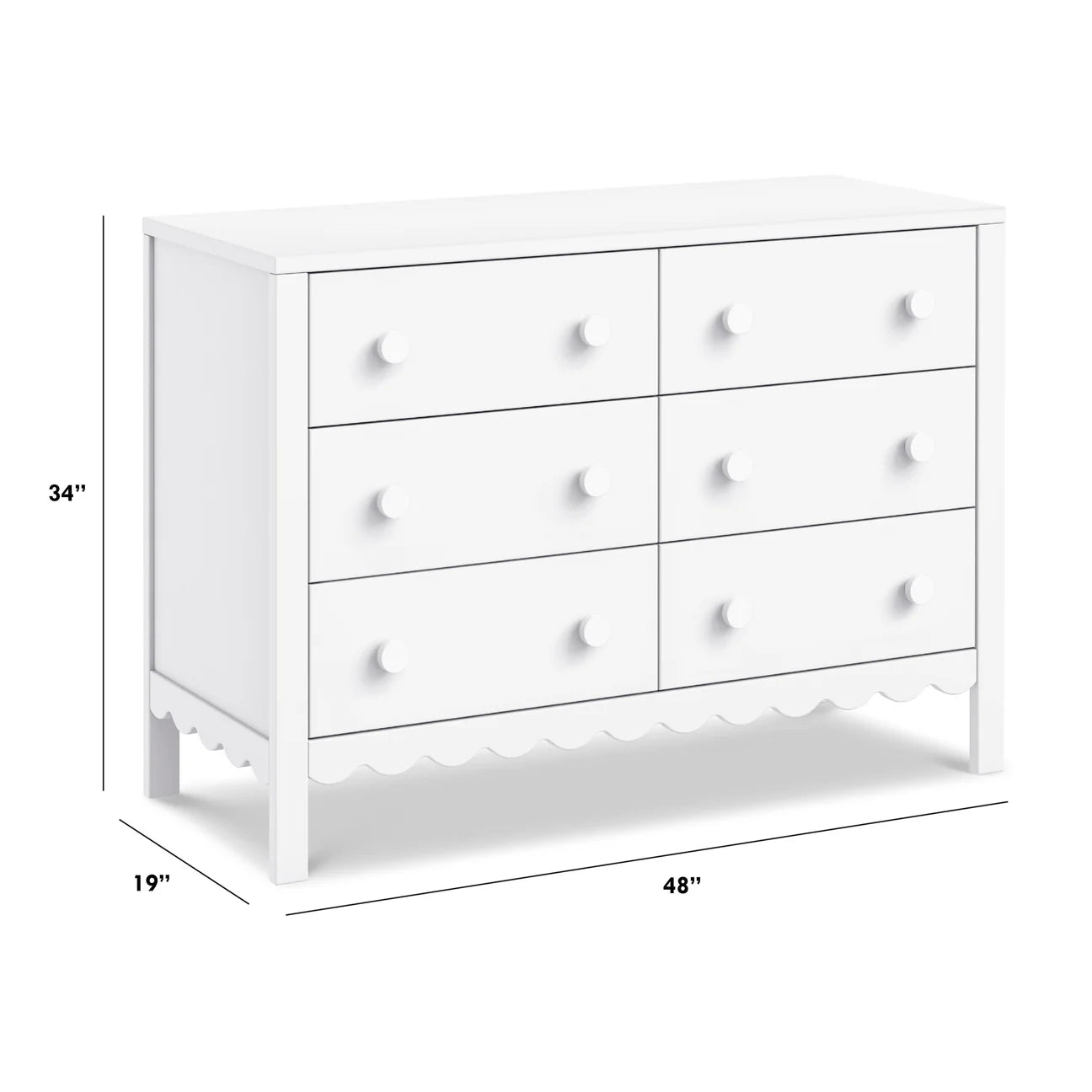 Pre-Order Sammy Scallop 6-Drawer Dresser - White