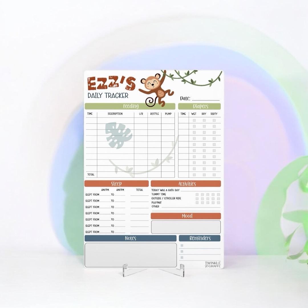 Baby Daily Tracker (Monkey) - Personalised Infant Care Chart