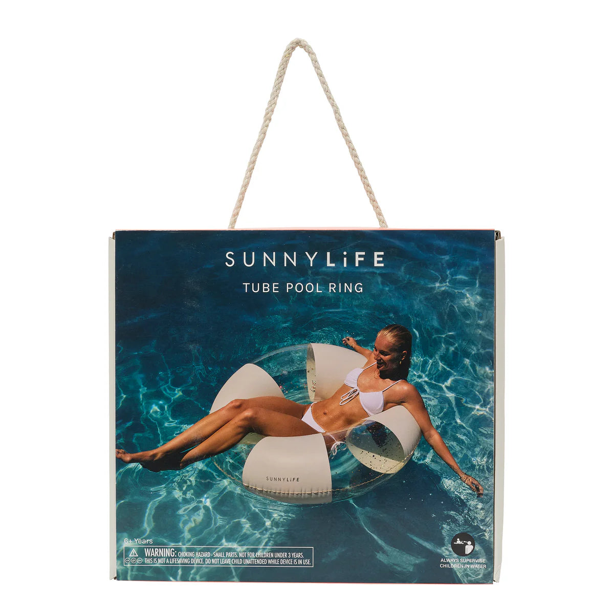 Tube Pool Ring - Cotton Candy Glitter Stripe