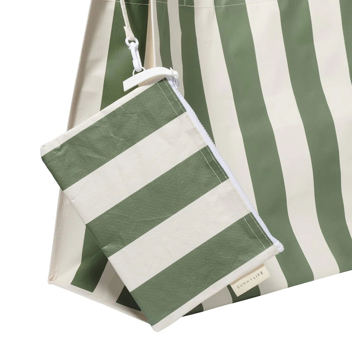 Carryall Beach Bag - The Vacay Olive Stripe