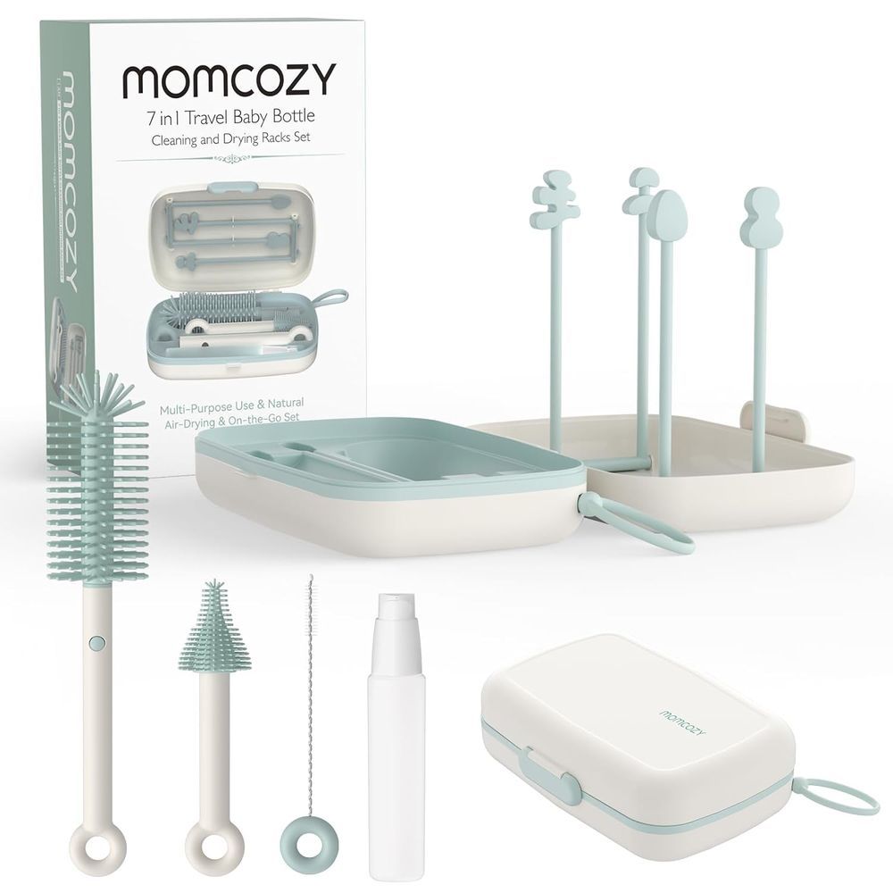7-in-1 Travel Baby Bottle Cleaning Brush And Rack Set