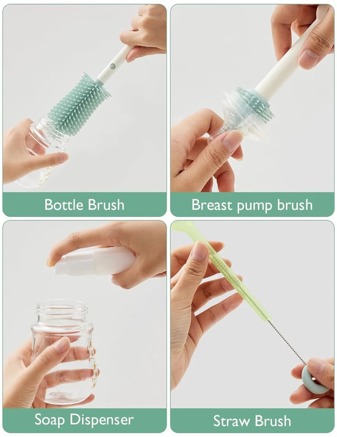 7-in-1 Travel Baby Bottle Cleaning Brush And Rack Set