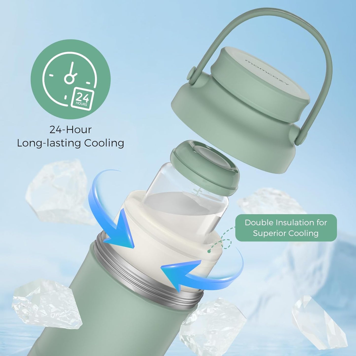 Portable Breast Milk Cooler - Green - 650 ml