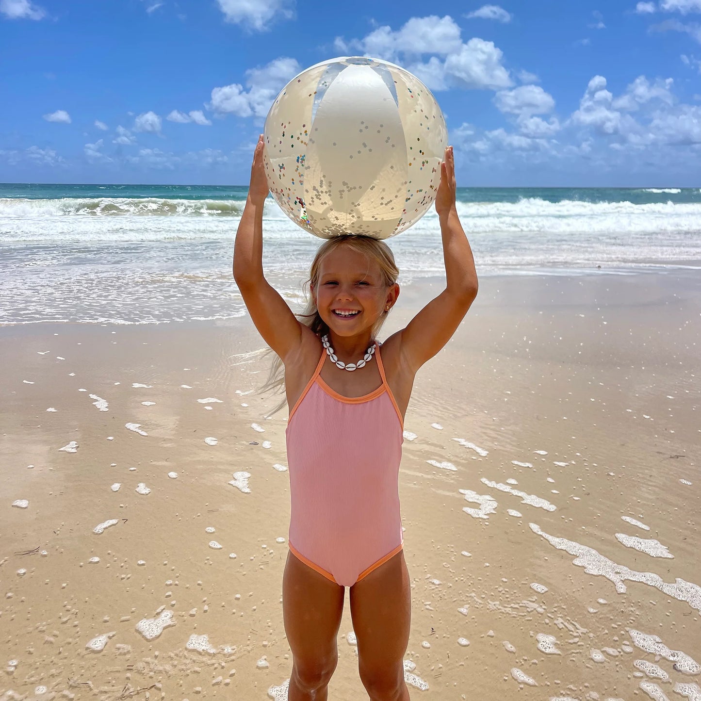 Inflatable Beach Ball - Cotton Candy Glitter