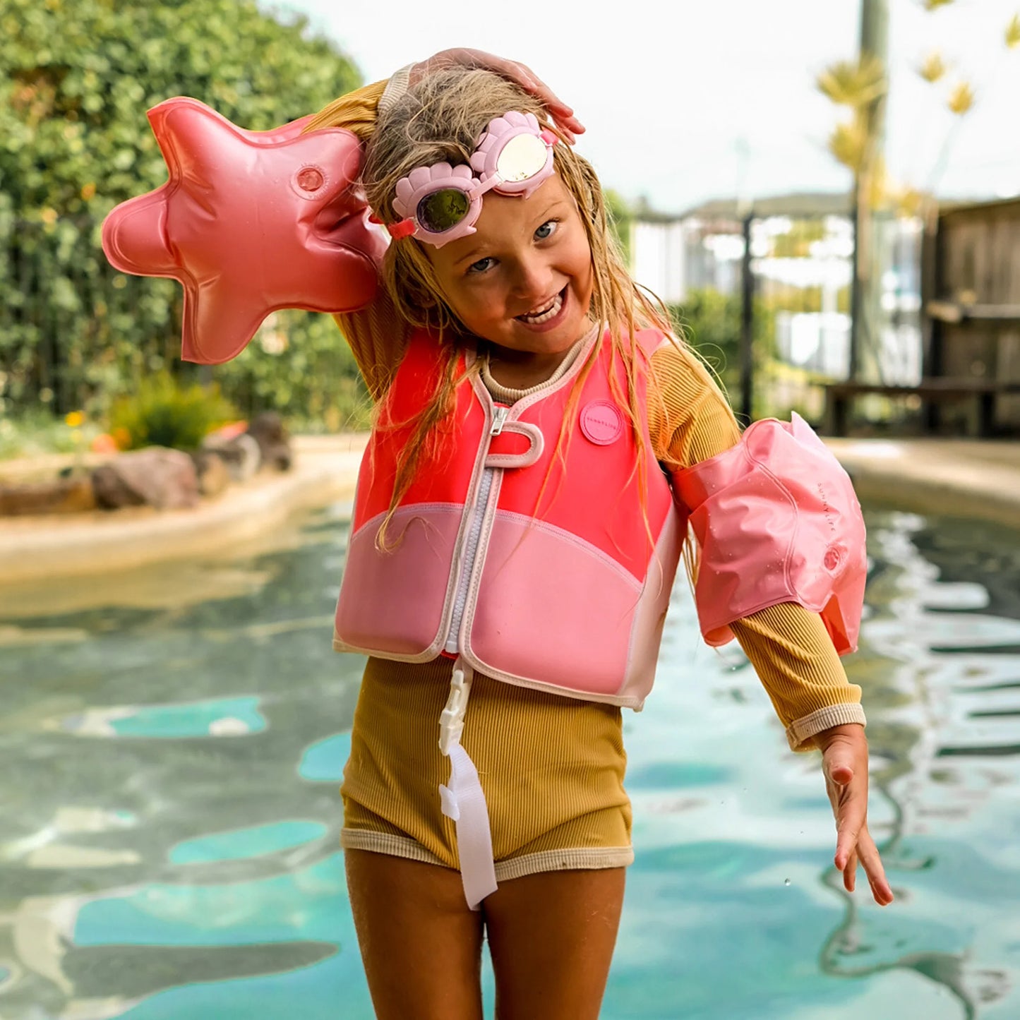Swim Vest - Melody the Mermaid Neon Strawberry - 2-3 Years
