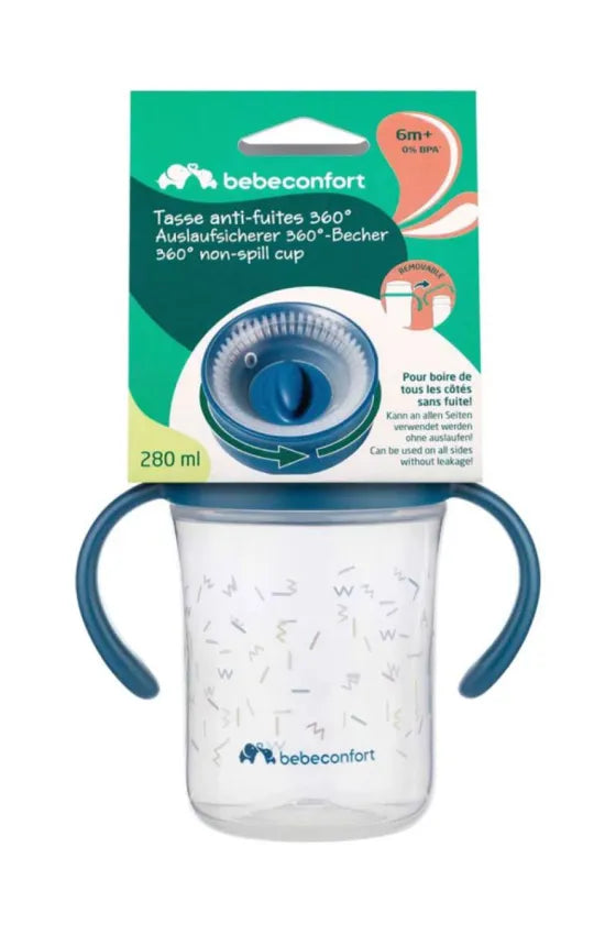Anti-leak 360° cup 280ml 6M+ - Blue - Glow in the dark
