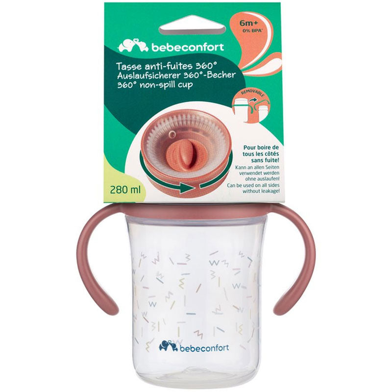 Anti-leak 360° cup 280ml 6M+ - Terra Pink