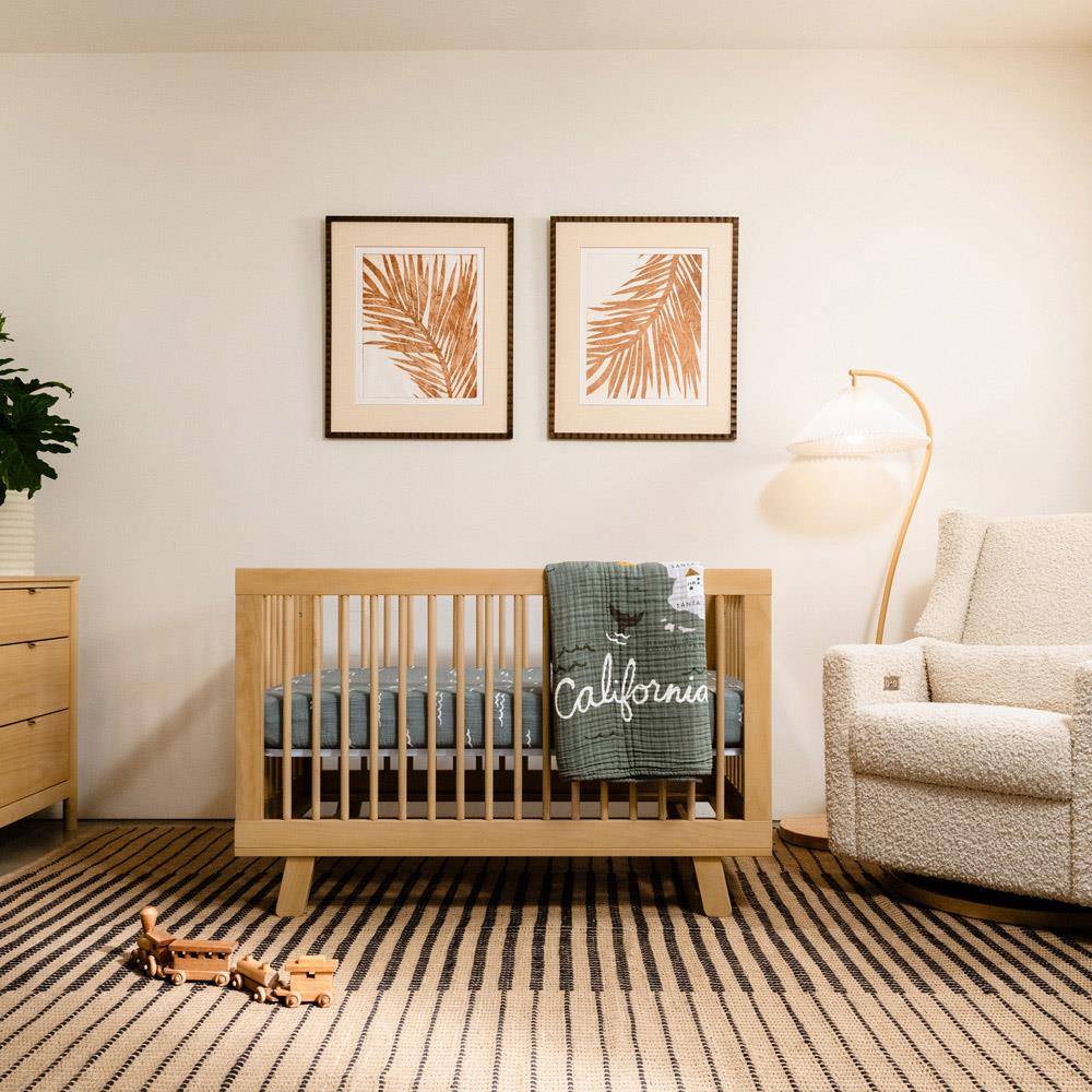 Hudson 3-in-1 Convertible Crib - Honey Finish