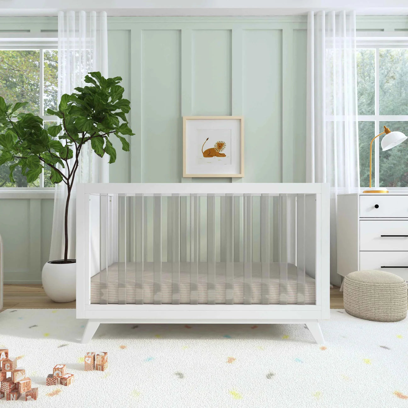 Otto 3-in-1 Convertible Crib | Acrylic Slats - White