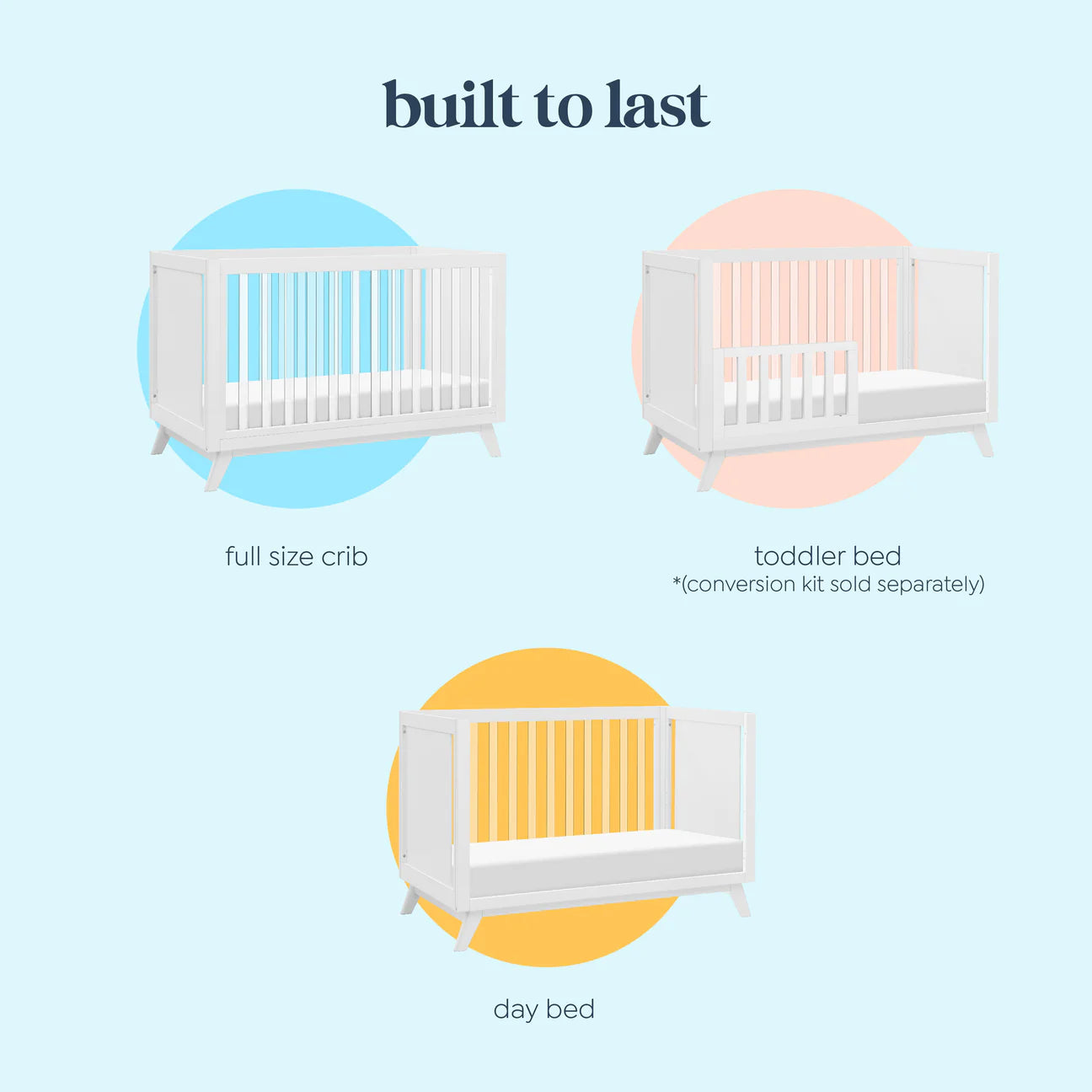 Otto 3-in-1 Convertible Crib | Acrylic Slats - White