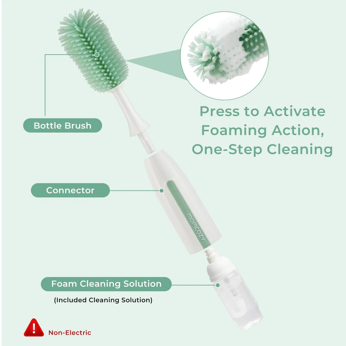 Bottle Brush Kit, Innovative Push-Press Design