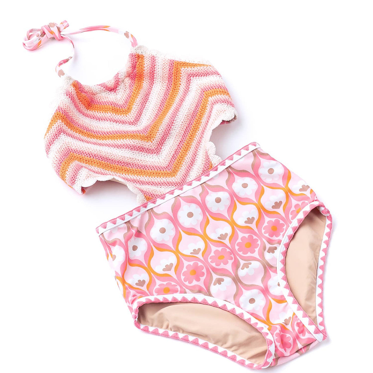 Summer Sorbet Crochet Halter Swimsuit