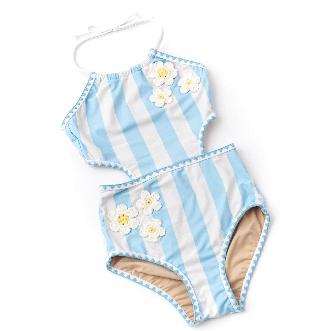 Cabana Daisy Crochet Halter Swimsuit