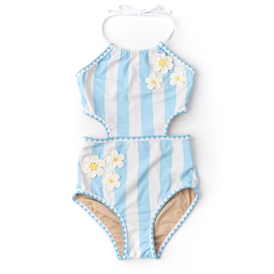 Cabana Daisy Crochet Halter Swimsuit
