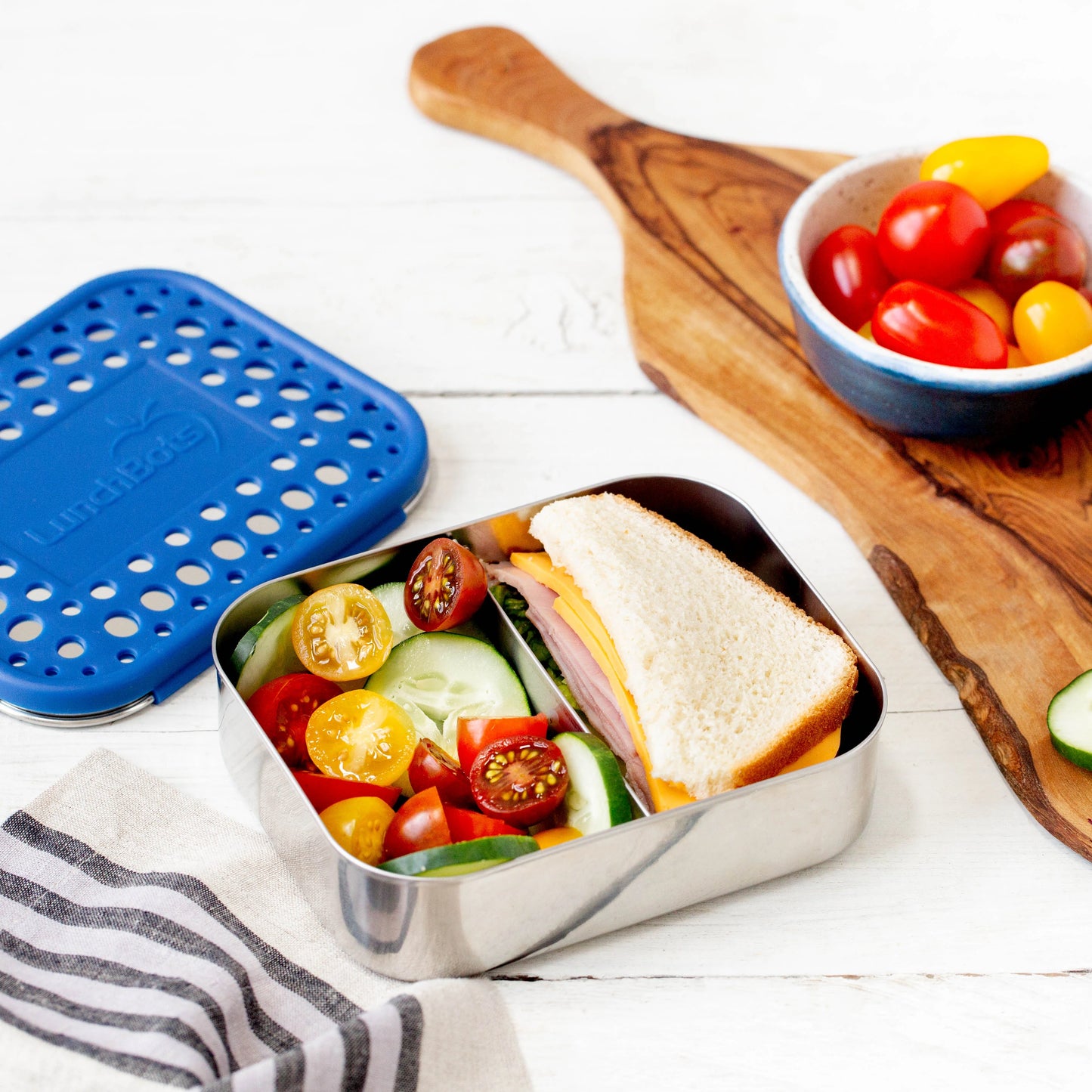 Medium Duo Bento Box - Blue Dots