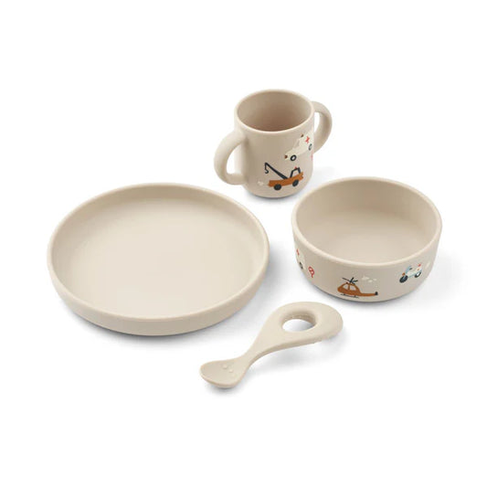 Vivi Silicone Tableware Set - Vehicles