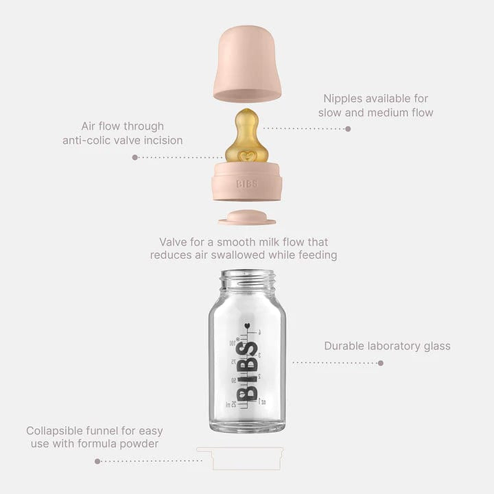 Baby Glass Bottle Complete Set 110ml - Baby Blue