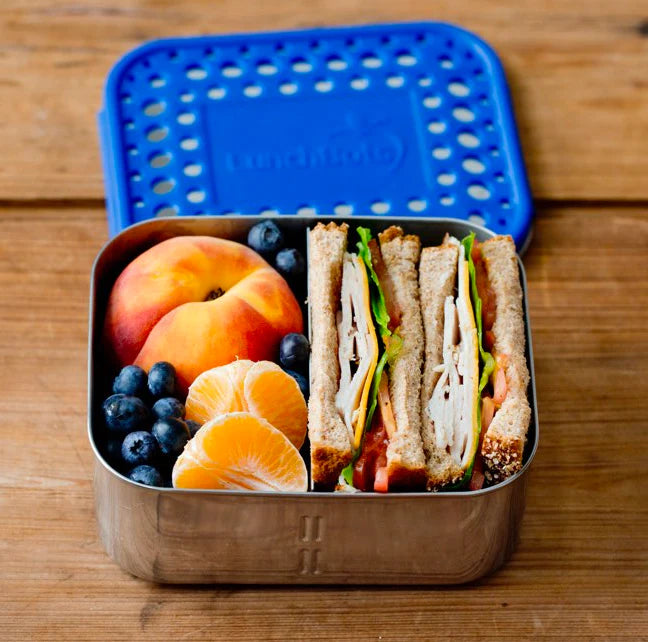 Medium Duo Bento Box - Blue Dots